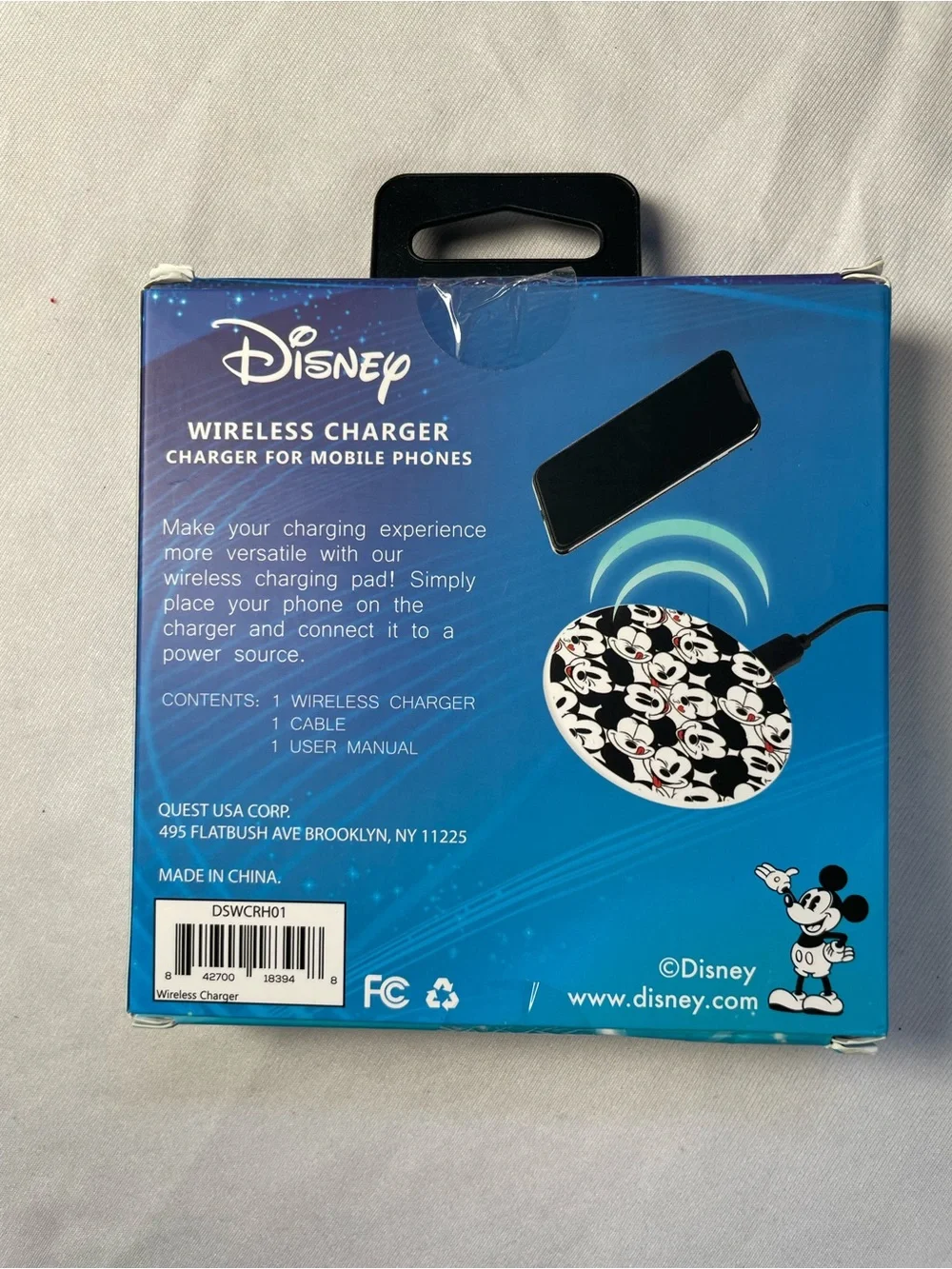 Disney Mickey Mouse Wireless Charger for Mobile Phones NEW In Sealed Box